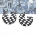 Klassische Plaidgitter Tartan Muster Design Acryl Vintage Hoop Ohrringe Frauen